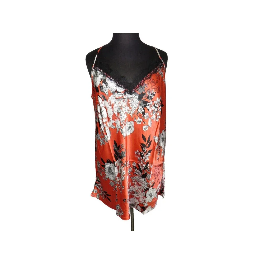Secret Treasures Floral Satin Chemise & Black Kimono Style Robe, Plus Size 3X - Picture 2 of 11